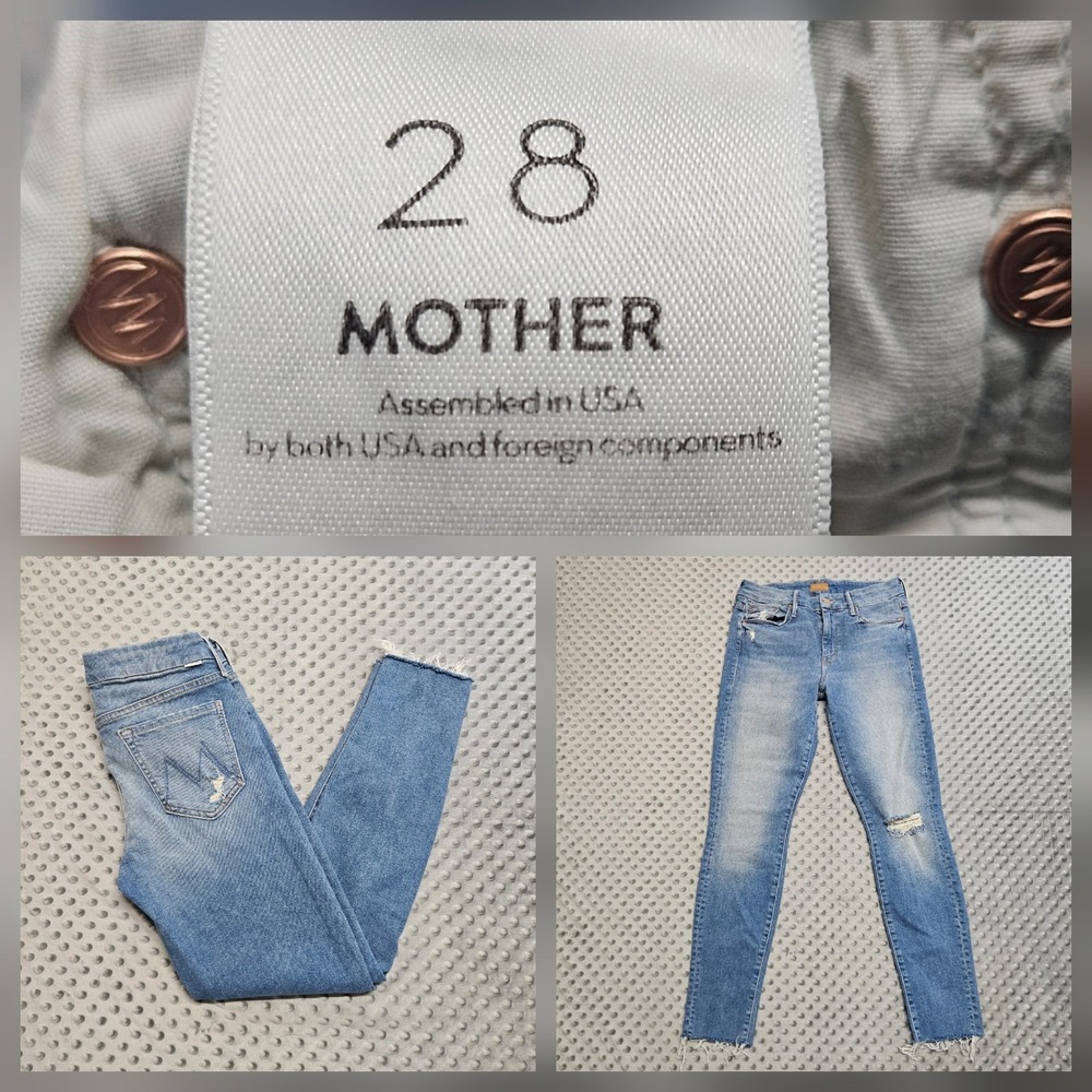 Mother Jeans Womens 28  Looker Ankle Fray Light Wash Denim In Love Gun